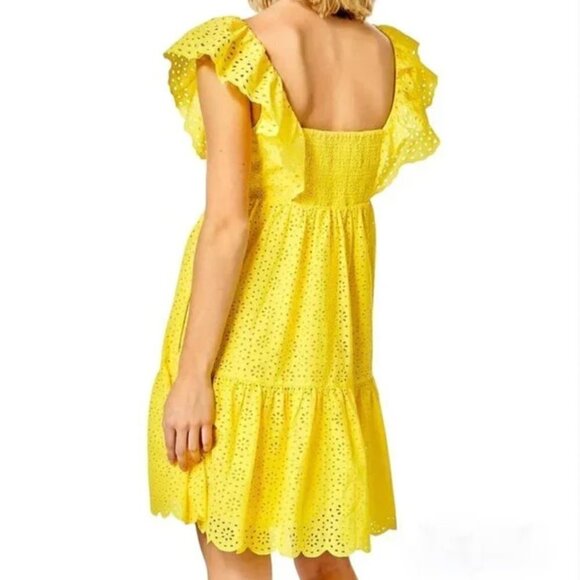 New! Lilly Pulitzer Asteria Eyelet Babydoll Dress in Resort Yellow‎ - Picture 3 of 11
